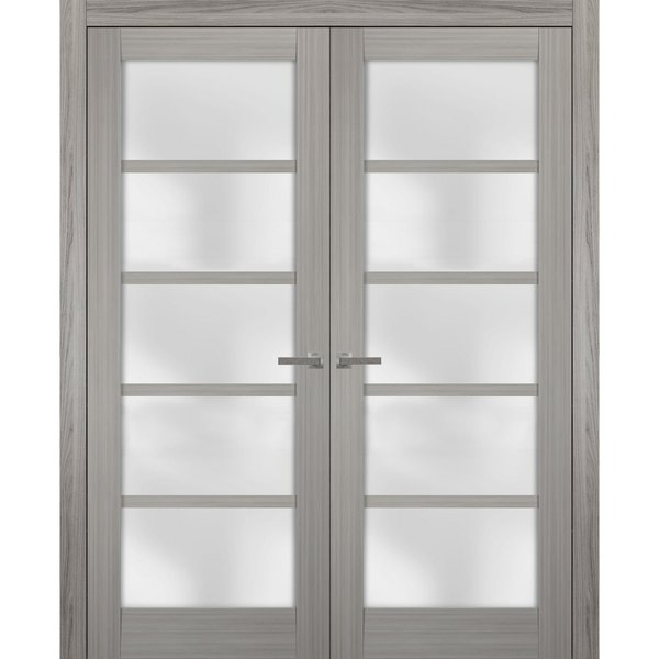 Sartodoors Double French Interior Door, 60" x 80", Gray QUADRO4002DD-SSS-60